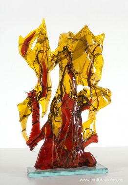 Otoño dorado - escultura de fusión de vidrio Otoño dorado - escultura de fusión de vidrio