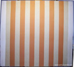 Pintura acrílica blanca sobre tejido rayado blanco y naranja Pintura acrílica blanca sobre tejido rayado blanco y naranja