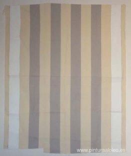 Pintura acrílica blanca sobre tejido rayado blanco y gris claro Pintura acrílica blanca sobre tejido rayado blanco y gris claro