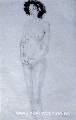 Mujer desnuda de pie con los dedos cruzados Mujer desnuda de pie con los dedos cruzados