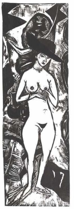 Desnudo femenino con sombrero negro Desnudo femenino con sombrero negro