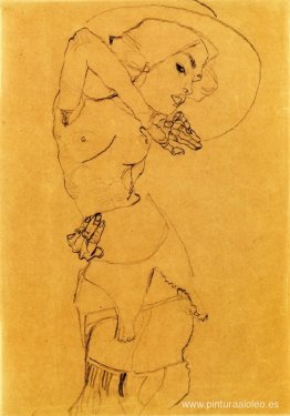 Desnuda de pie con sombrero grande (Gertrude Schiele) Desnuda de pie con sombrero grande (Gertrude Schiele)