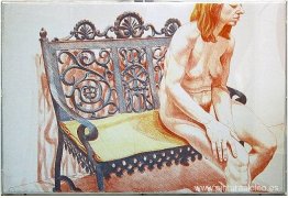 Chica en banco de hierro Chica en banco de hierro