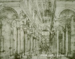 Dibujo en perspectiva para la Iglesia de Santo Spirito en Floren Dibujo en perspectiva para la Iglesia de Santo Spirito en Floren