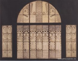 Iglesia Am Steinhof, dibujo de la ventana occidental Iglesia Am Steinhof, dibujo de la ventana occidental