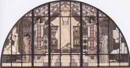 Iglesia Am Steinhof, dibujo en color de la ventana sur Iglesia Am Steinhof, dibujo en color de la ventana sur