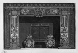 Chimenea: en el friso de una cabeza de Medusa entre dos cisnes, Chimenea: en el friso de una cabeza de Medusa entre dos cisnes,