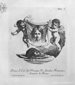 Dos querubines con la Santa Faz y la cabeza de San Juan Bautista Dos querubines con la Santa Faz y la cabeza de San Juan Bautista