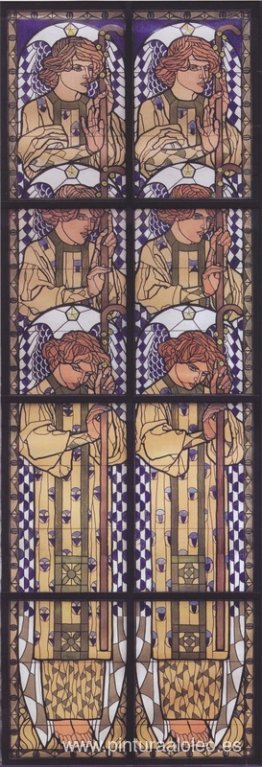 Iglesia Am Steinhof, dibujo del ángel en la ventana del lado izq Iglesia Am Steinhof, dibujo del ángel en la ventana del lado izq