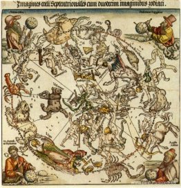 Mapa del Cielo del Norte con representaciones de las constelacio Mapa del Cielo del Norte con representaciones de las constelacio