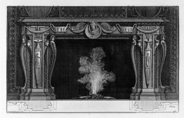 Chimenea: vasijas en friso y costados, palmeras y guirnaldas. Chimenea: vasijas en friso y costados, palmeras y guirnaldas.