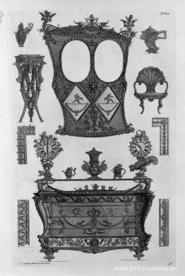 Un lateral del sedán, una cómoda y varios objetos y detalles dec Un lateral del sedán, una cómoda y varios objetos y detalles dec