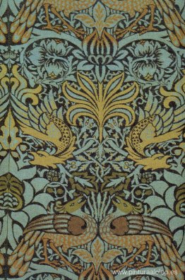 Tela decorativa de lana tejida con pavo real y dragón Tela decorativa de lana tejida con pavo real y dragón