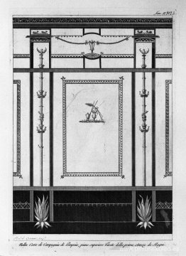 En la Casa de Pompeya, la pared del piso superior de la primera En la Casa de Pompeya, la pared del piso superior de la primera