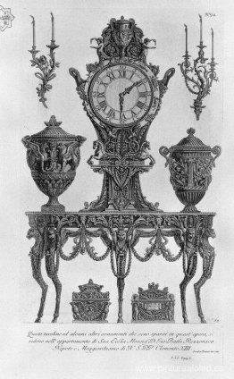 Una mesa de cinco patas, pared Matterhorn, coronada por un reloj Una mesa de cinco patas, pared Matterhorn, coronada por un reloj