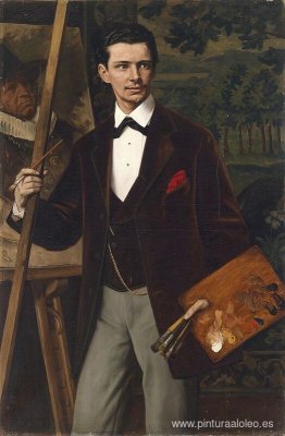 Retrato de un pintor delante del caballete. Retrato de un pintor delante del caballete.