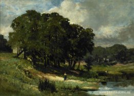 Mujer de pie cerca de un estanque Mujer de pie cerca de un estanque