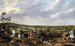 Escena de batalla en un paisaje abierto. Escena de batalla en un paisaje abierto.