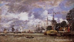 Amberes, barcos en el río Escaut Amberes, barcos en el río Escaut