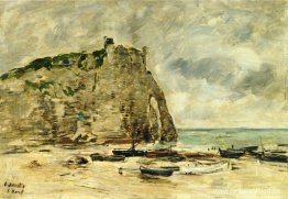 Etretat, barcos varados y el acantilado de Aval Etretat, barcos varados y el acantilado de Aval