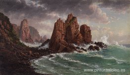 Vista de las rocas de granito en Cabo Woolamai Vista de las rocas de granito en Cabo Woolamai