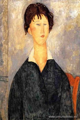 retrato de una mujer con un cuello blanco retrato de una mujer con un cuello blanco