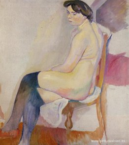 Desnuda sentada con medias negras Desnuda sentada con medias negras