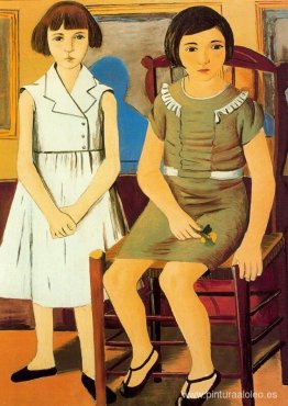 retrato, de, dos niñas retrato, de, dos niñas