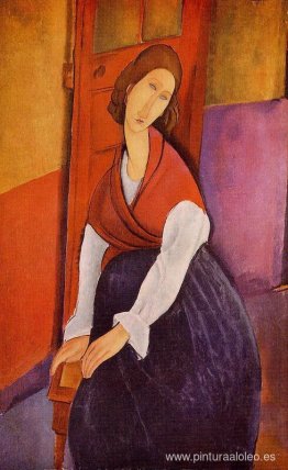 Jeanne Hebuterne con chal rojo Jeanne Hebuterne con chal rojo