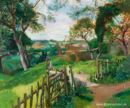 Camino y puerta en un paisaje. Camino y puerta en un paisaje.