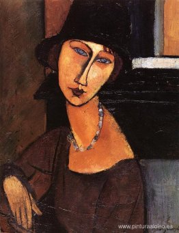 Jeanne Hebuterne con sombrero y collar Jeanne Hebuterne con sombrero y collar