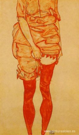Mujer de pie en rojo Mujer de pie en rojo