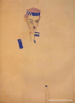 Hombre con diadema azul y la mano en la mejilla Hombre con diadema azul y la mano en la mejilla