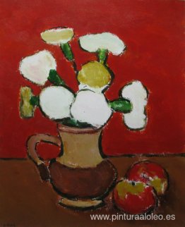 Flores blancas y manzanas. Flores blancas y manzanas.