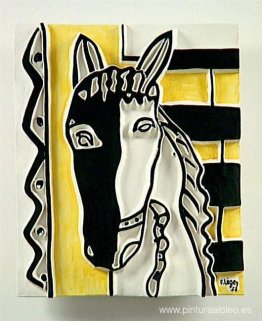 Cabeza de caballo sobre un fondo amarillo Cabeza de caballo sobre un fondo amarillo