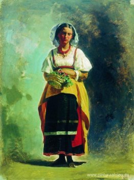 Mujer italiana con una cesta de flores. Mujer italiana con una cesta de flores.