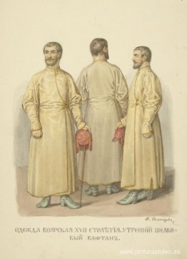 Ropa Mobleman del siglo XVII. Caftán de seda de la mañana Ropa Mobleman del siglo XVII. Caftán de seda de la mañana