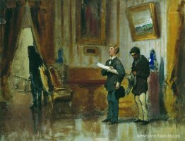 Pintores en el salón de un hombre rico. Pintores en el salón de un hombre rico.