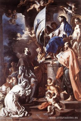 San Buenaventura recibiendo el estandarte del San Sepulcro de ma San Buenaventura recibiendo el estandarte del San Sepulcro de ma
