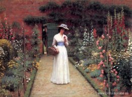 dama en un jardín dama en un jardín