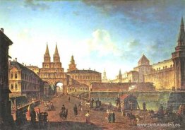 Vista de las puertas Voskresensky y Nikolsky y el puente Neglinn Vista de las puertas Voskresensky y Nikolsky y el puente Neglinn