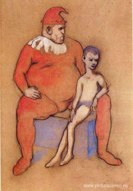 Joven acróbata y payaso Joven acróbata y payaso