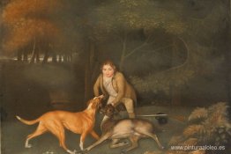 Freeman, el guardabosques del conde de Clarendon, con una cierva Freeman, el guardabosques del conde de Clarendon, con una cierva