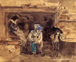 Familia bretona junto a la chimenea Familia bretona junto a la chimenea