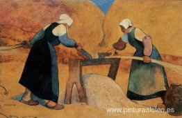 Mujeres bretonas tallando lino: Trabajo Mujeres bretonas tallando lino: Trabajo