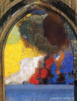 Mujer de perfil bajo un arco gótico Mujer de perfil bajo un arco gótico