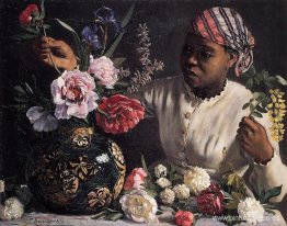 Negra con peonías Negra con peonías