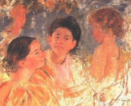 dos niñas con un niño dos niñas con un niño