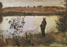 Artista K. Korovin en la orilla del río. Artista K. Korovin en la orilla del río.