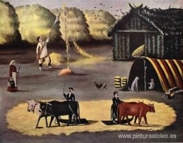 Trillando el piso en un pueblo rural georgiano Trillando el piso en un pueblo rural georgiano